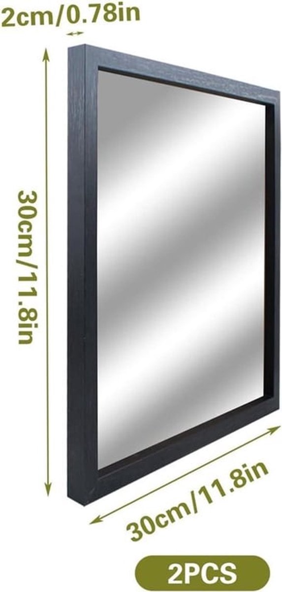 Decoratieve Wandhangers - Wandspiegel - Woning Decoratie - Geschikt voor Slaapkamer - Zwart Goud - Wanddecoratie - 2 stuks - 32 x 32 cm - Sfeervolle Woonkamer Accessoires