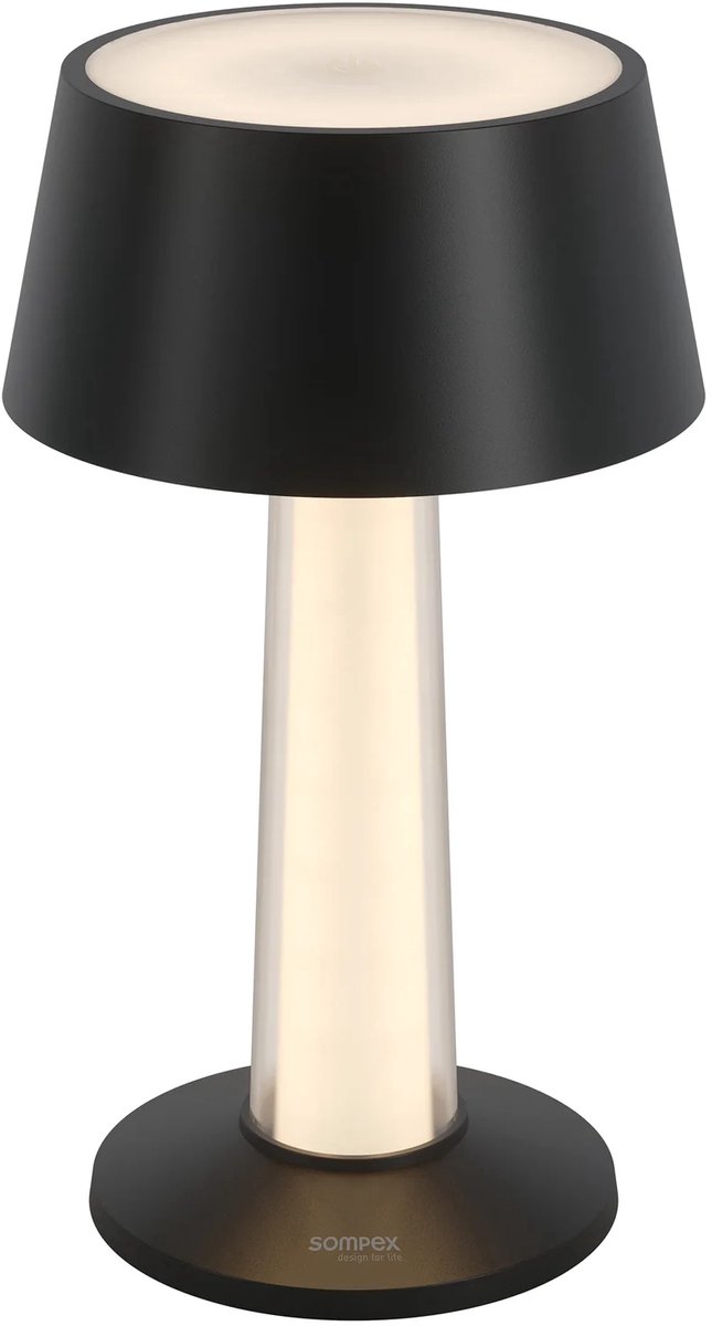Sompex LULU, draadloze tafellamp , zwart - 19cm hoog dimbaar - oplaadbaar - Stijlvol voor binnen en buiten - en past zich perfect aan uw interieurstijl aan.