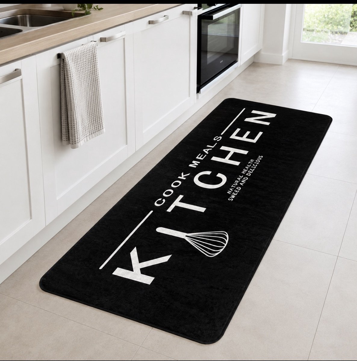 La Sheba Keukenloper Kitchen - Zwart - 60x180 cm - Vloerkleden - Keuken Tapijt - Keukenmat - Loper Tapijt - Loper Vloerkleed
