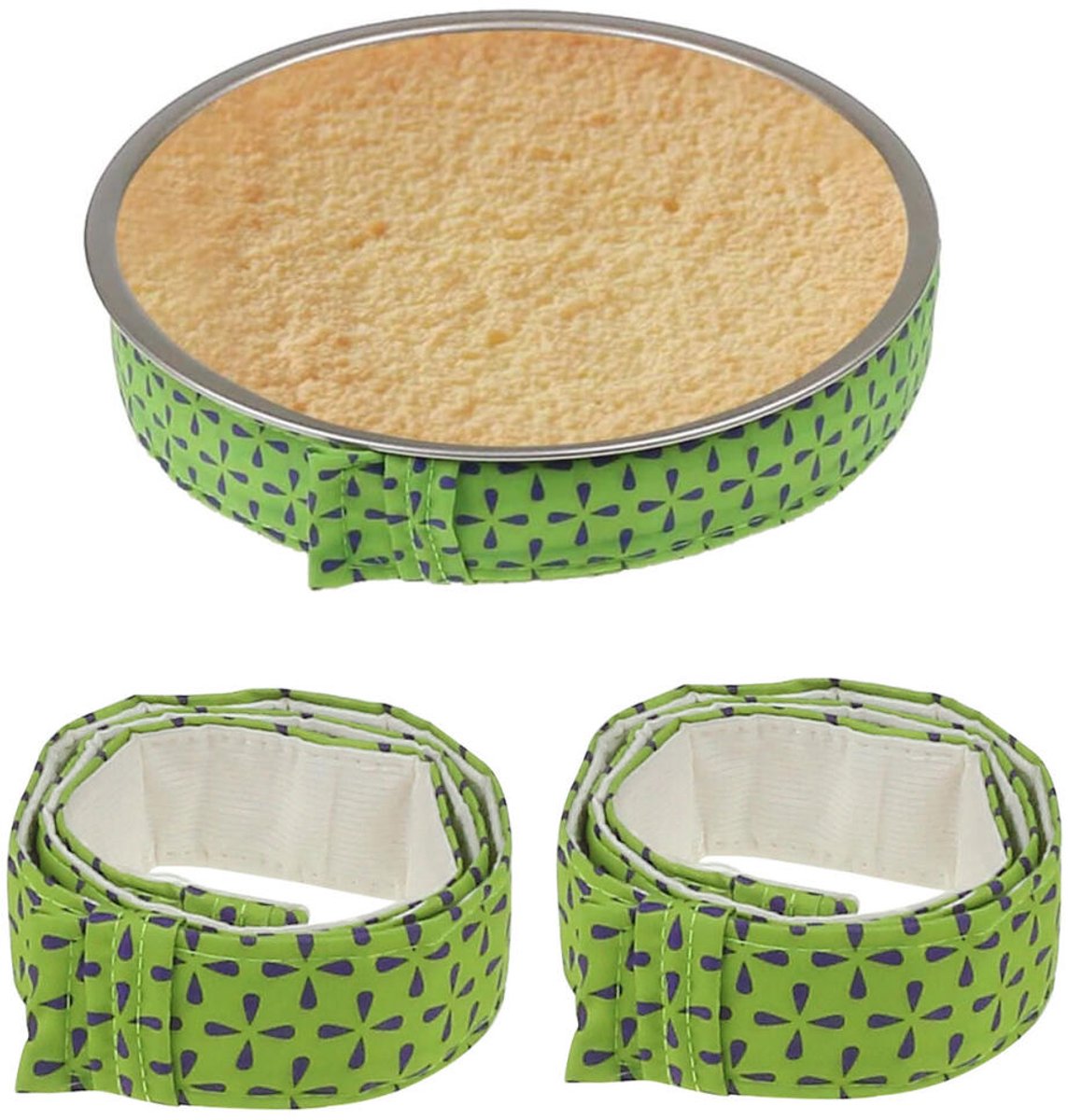 Bakstrips - 2 Stuks - bakken cake strips - 85x4cm - Bakriem - Bake Even Strips - Taartstrips - verstelbare bakbanden - Cake Strips - Cake Baking Tool - Bakken Cake Strips - Bindstrips voor bakvormen - Paars Groen