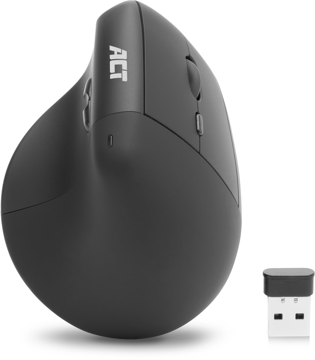 ACT Ergonomische draadloze muis 1600 DPI met verticale grip, gemaakt van gerecyclede materialen AC5102