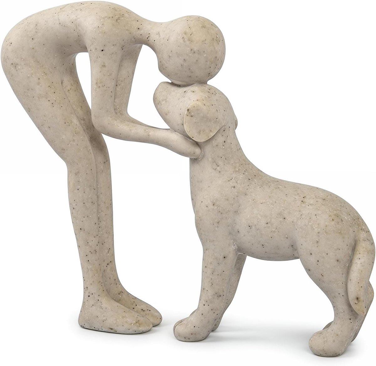 Hondensculptuur van hars, beeldje van man en hond met tedere omhelzing, decoratieve hondenfiguur voor woonkamer, kantoor en slaapkamer, cadeau voor dierenliefhebbers, herdenkingsgeschenk voor huisdierliefde