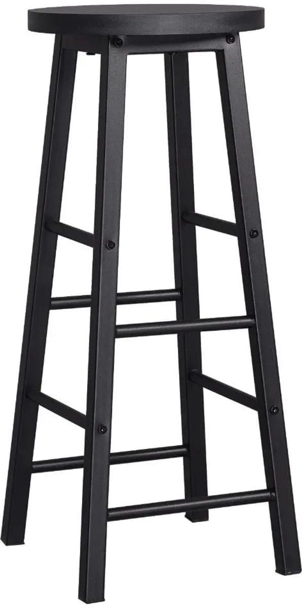 Barkruk set van 2 Zwart - Industrieel design - Comfortabele zithoogte, Sterke metalen frame - 71 cm