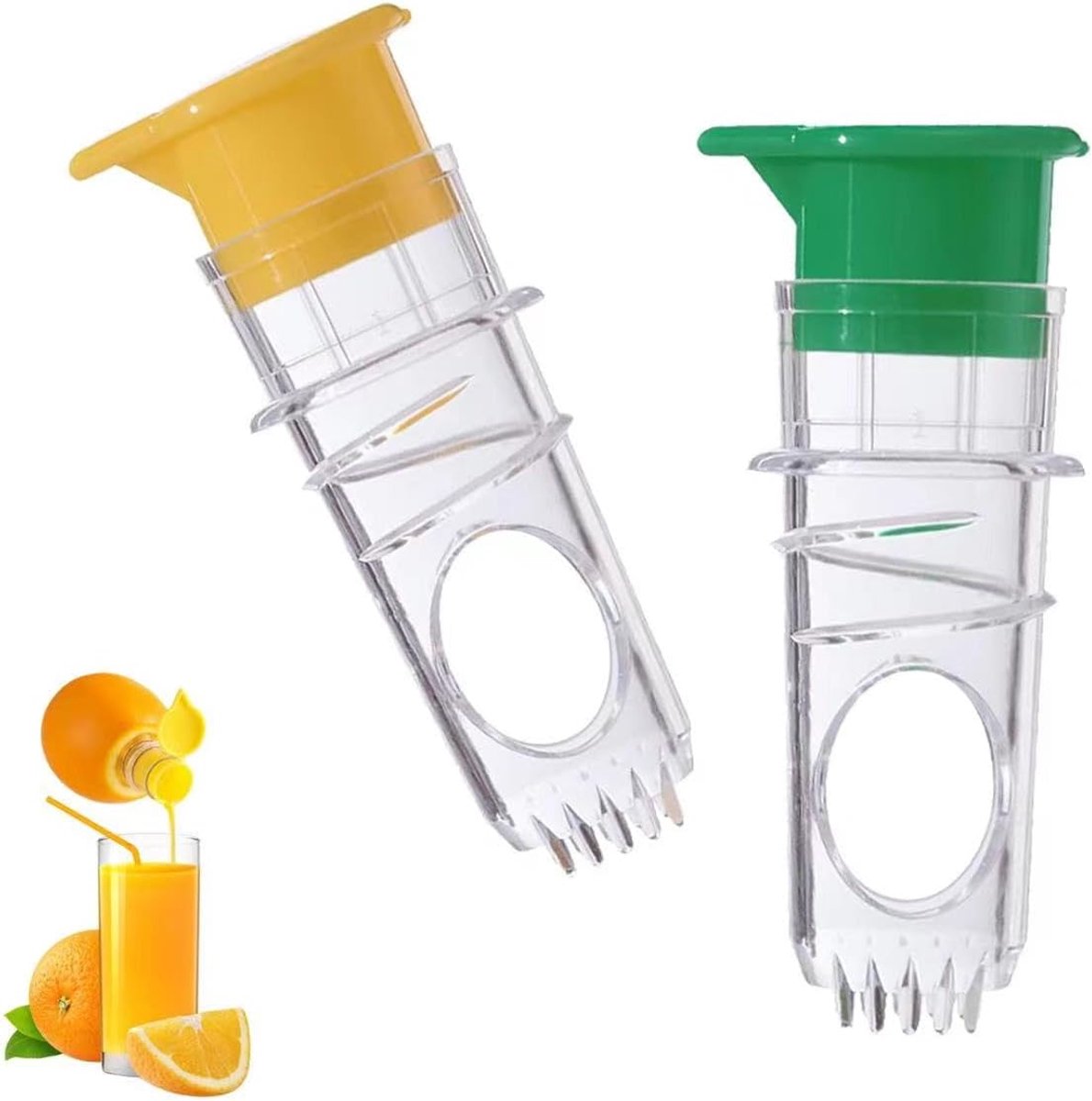 Claoner 2-stuks draagbare citroensappaar Citroensappaar draaibare top handmatig ontworpen - met zadenfilter - handdruk voor citroensappelsap - eenvoudig te reinigen - geschikt voor cocktails - dranken en koken