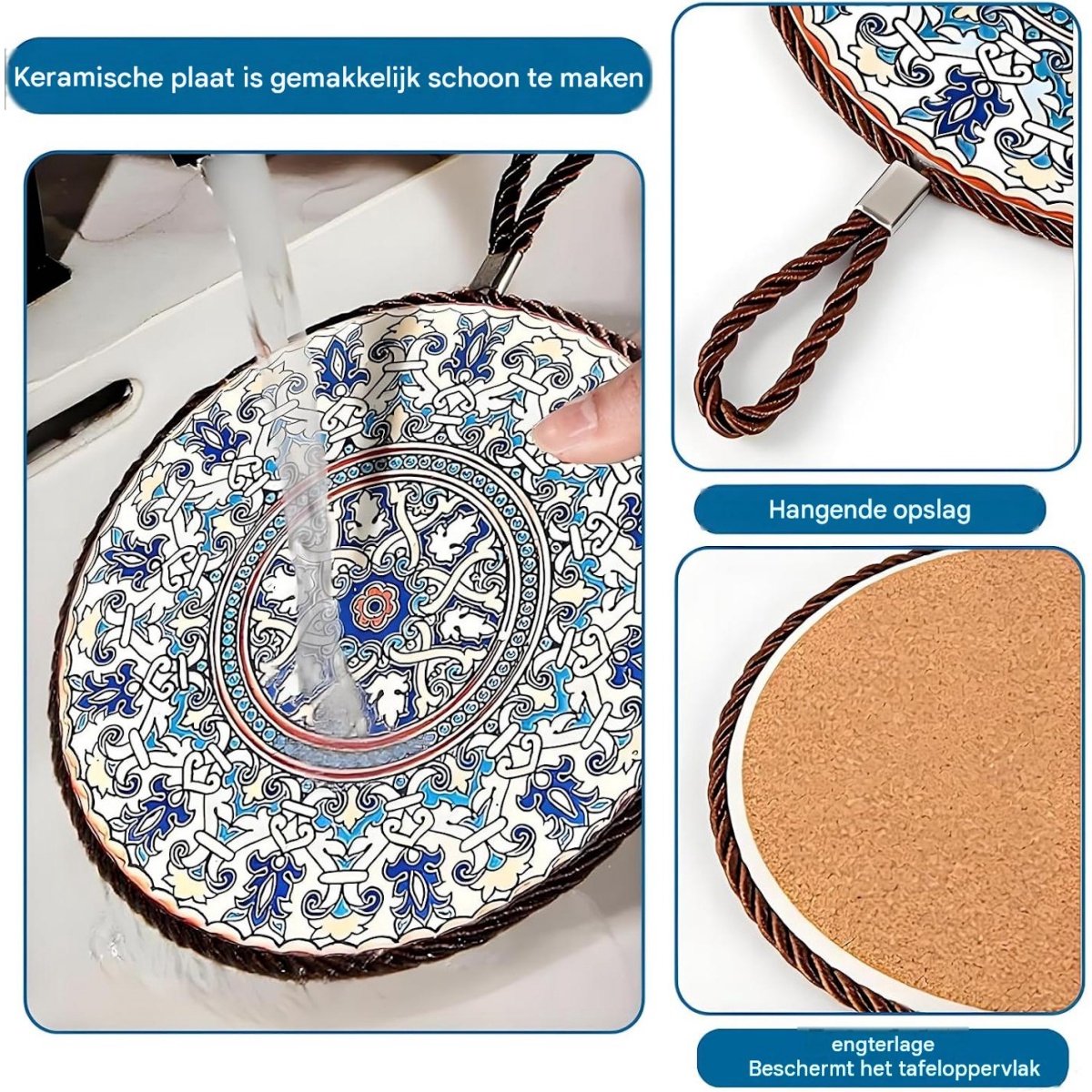 GELLDG 4 Stuks Topfonderzetter - Hitzebestendige Onderzetters - 17cm Diameter - Antislip - Geschikt voor Pannen, Potten, Schalen en Theepotten - Doek Materiaal