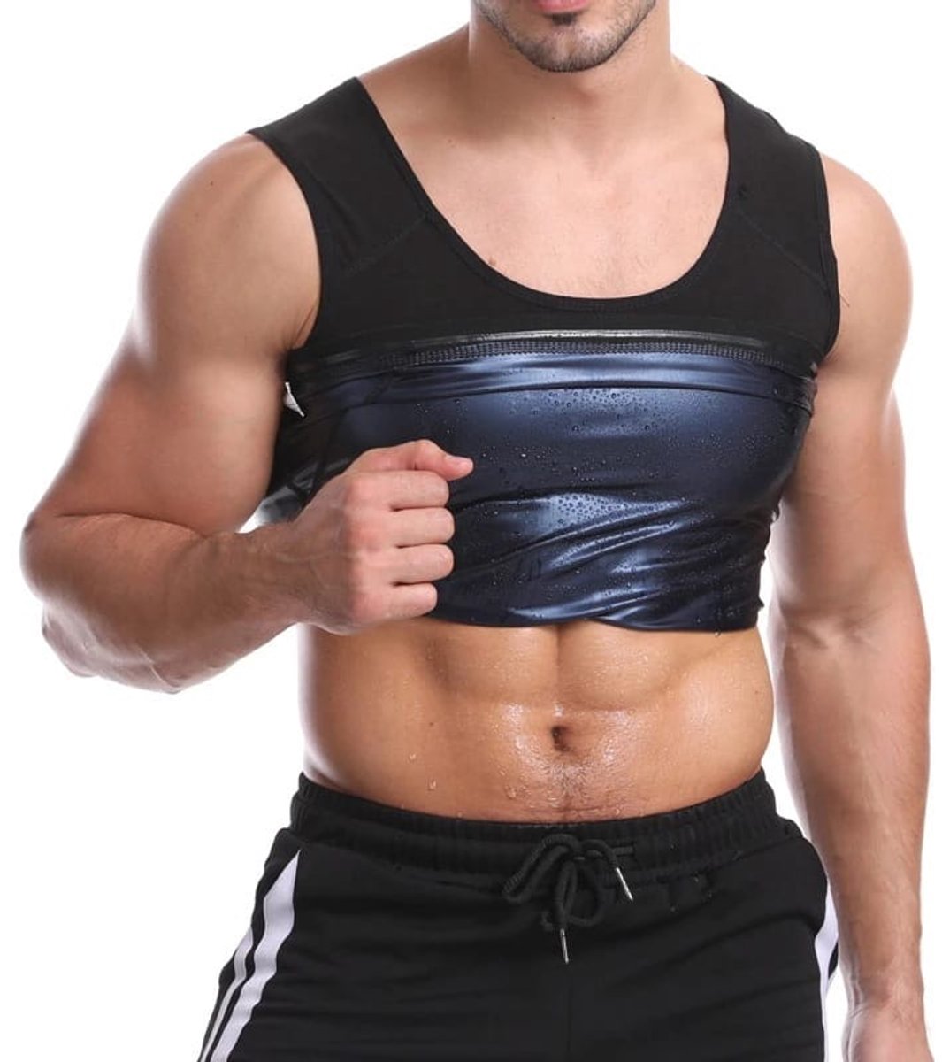 Saunapak Voor Heren - Body Shaper – Optimale Vetverbranding - Workout - Trainer Vest - Sauna Tank Top – Zwart - LOUZIR
