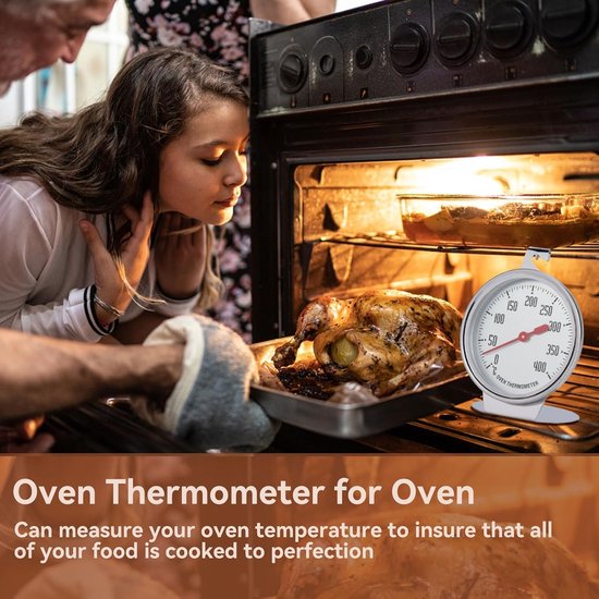 Oven Thermometers - 0~400℃ Thermometer voor Koken - Roestvrijstalen Voedsel Temperatuur Meter voor Pizza en Barbecue van Merkloos	 — afbeelding 4