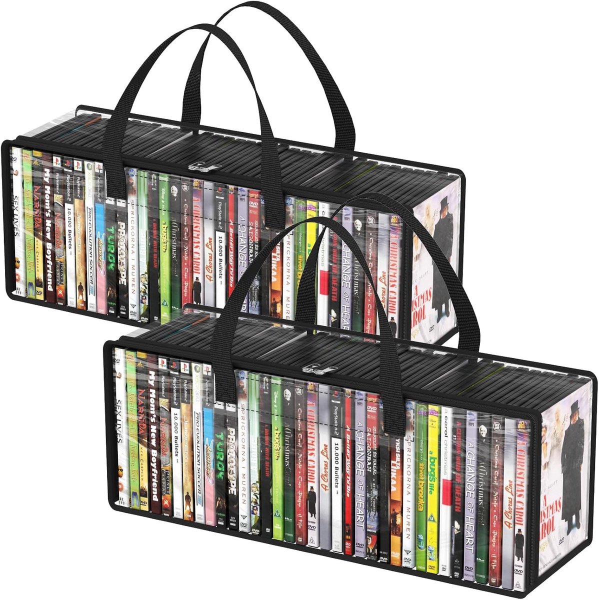 carmdering - Blu-ray Opbergtas - Filmhoes Houder - CD Hoes Opbergmap Set 2 Stuks - DVD Hoesjes Case - Auto Map - CD Tas- Doorzichtig