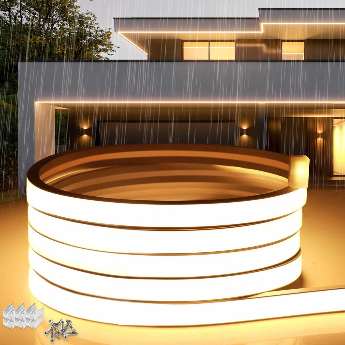 Neon LED Strip 15m – IP65 Waterdicht – Warm Wit 3000K – Flexibel & Inkortbaar – 220-240V