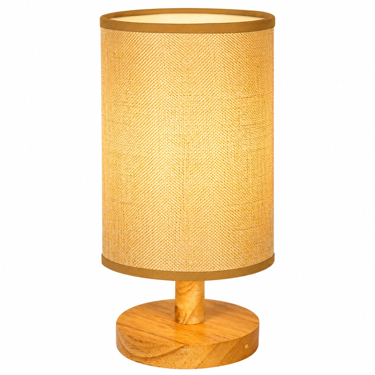 Nachtkastlamp – Kleine tafellamp voor de slaapkamer – Houten LED-tafellamp – Werkt op USB – Warm licht – Geschikt voor slaapkamers, studentenkamers en kinderkamers – Vlasgeel