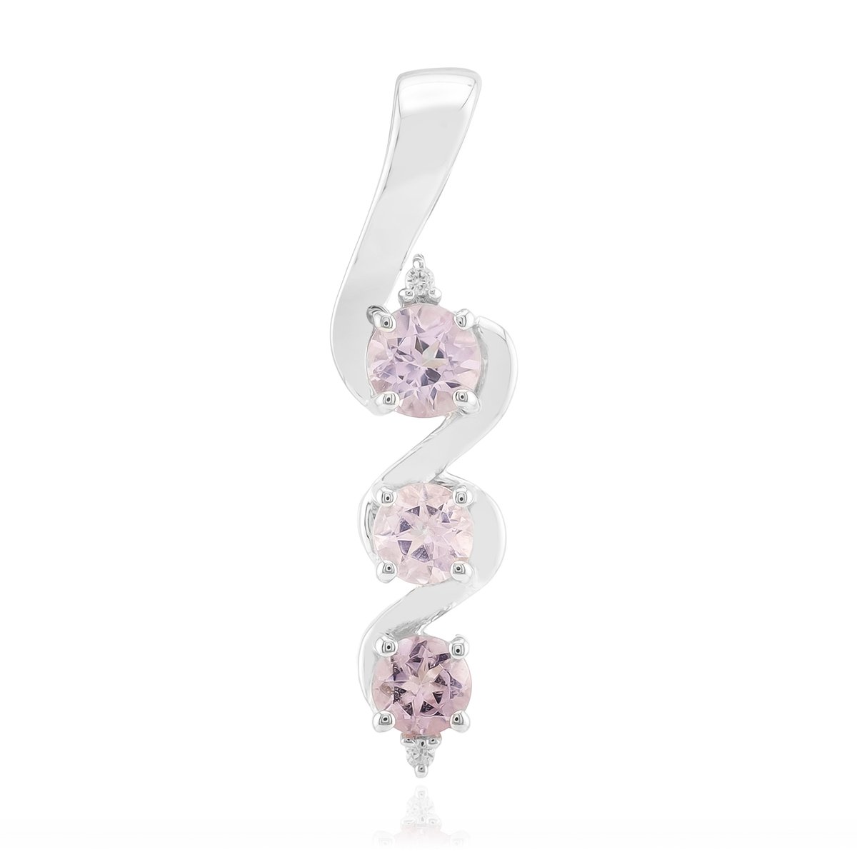 Cavill - 925 Sterling Zilver met Palladium - Braziliaanse Roze Toermalijn 0,49 ct - Zirconia - Ronde Prong Hanger - Elegante Dames Sieraden