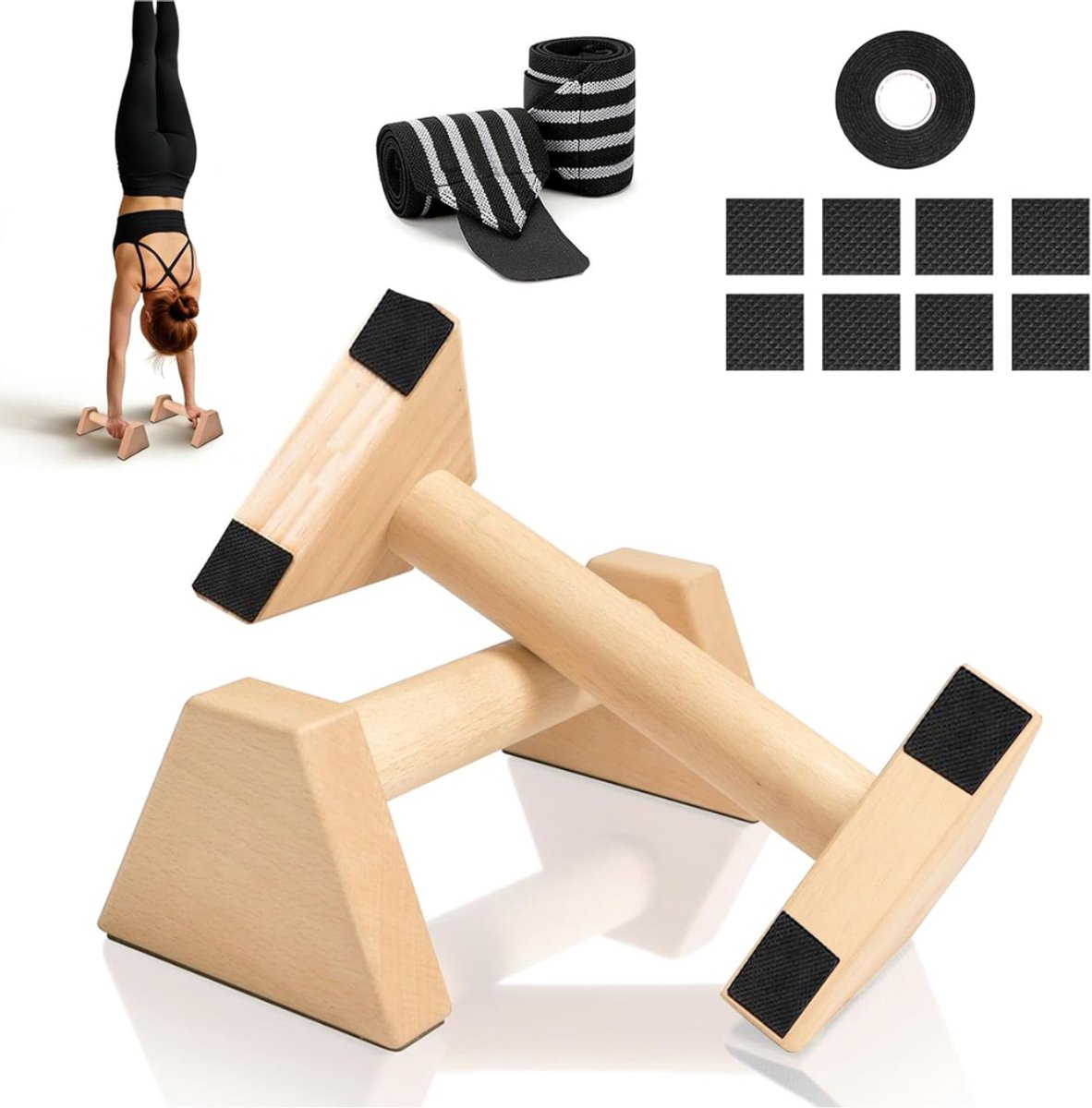 ZRNS® Parallettes voor Calisthenics - Opdruksteunen - Push Up Bar - Voor Krachttraining - 2 Stuks - Hout