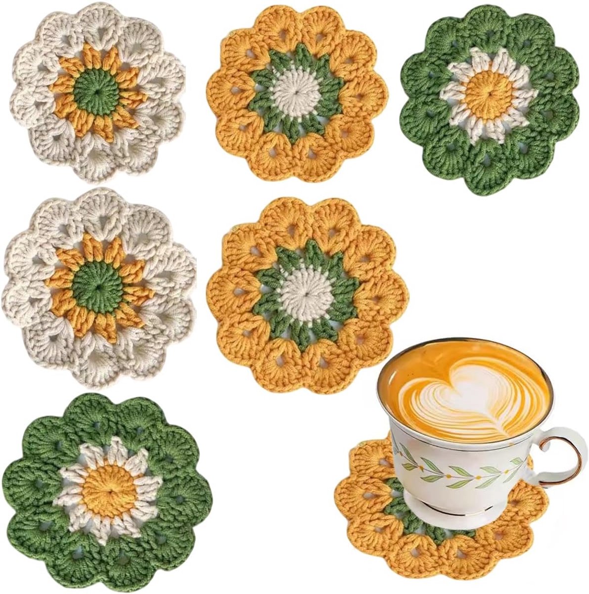 6 stuks -placemat-onderzetters-placemats rond- placemats Bloemen- ronde place mats hitte bestendig - Wasbaar, hittebestendig, antislip-Tafeldecoratie-Geschikt voor feestjes, keukens en eetkamerdecoratie- Rond-9cm-11cm