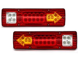 2 LED-achterlichten voor auto's - met dynamische richtingaanwijzers - 7 functies - 12V - 19 LED's - Achterlichtunit voor aanhangers - Geschikt voor vrachtwagen- en aanhangerverlichting - Een paar