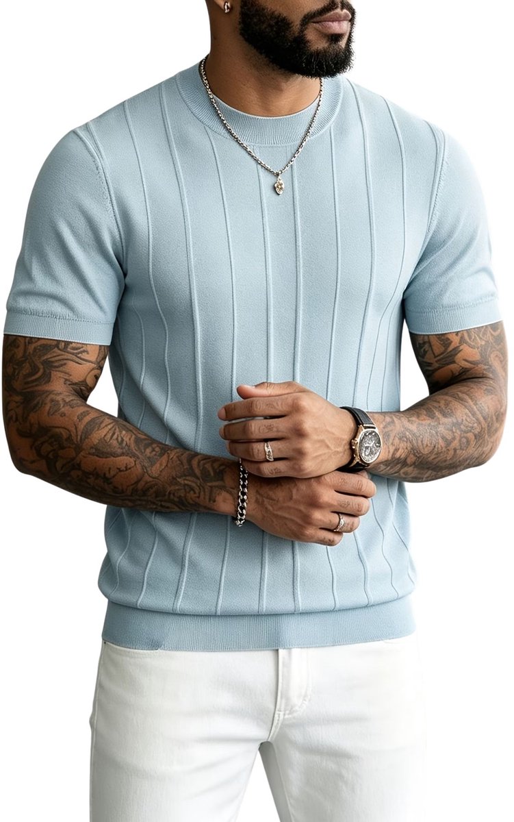 Currero T-Shirt Heren Shirt Zomerkleding T Shirt Mode Old Money Polo Mannen Kleding Volwassenen Zonnig Blauw