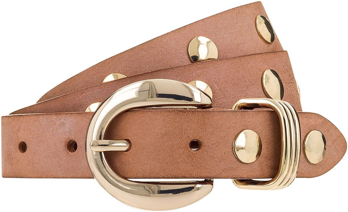 b.belt Studded belt Leder - Dames - 90 cm - cognac