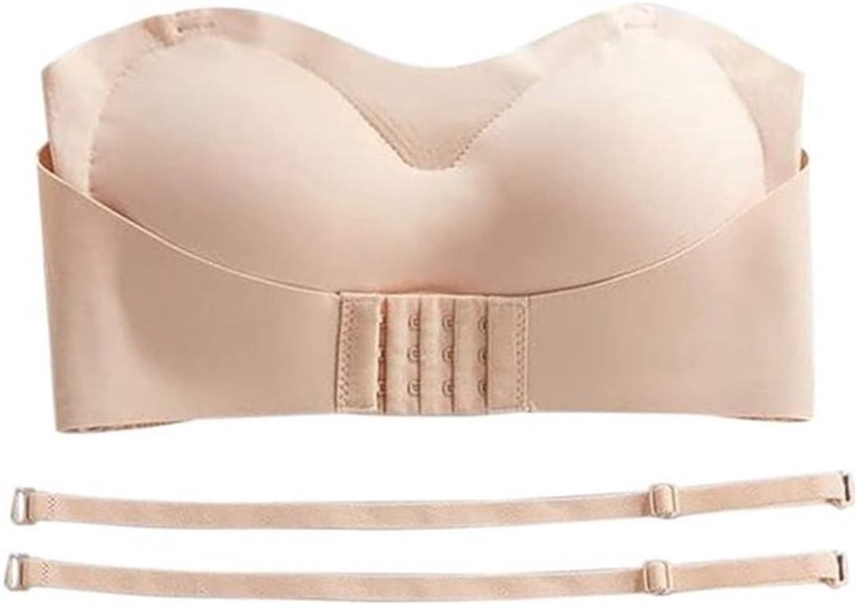Push-up beha - strapless bandeau met afneembare schouderriem, naadloos ontwerp