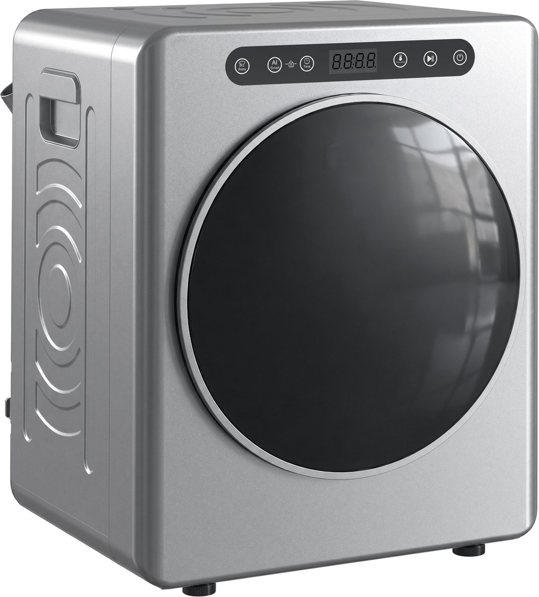 ECTEATOY® Wasdroger 5 kg - Luchtafvoerdroger 1000W - RVS Trommel - Met Timer & Kinderslot - Hoge ‑temperatuur droogprogramma - Zilver
