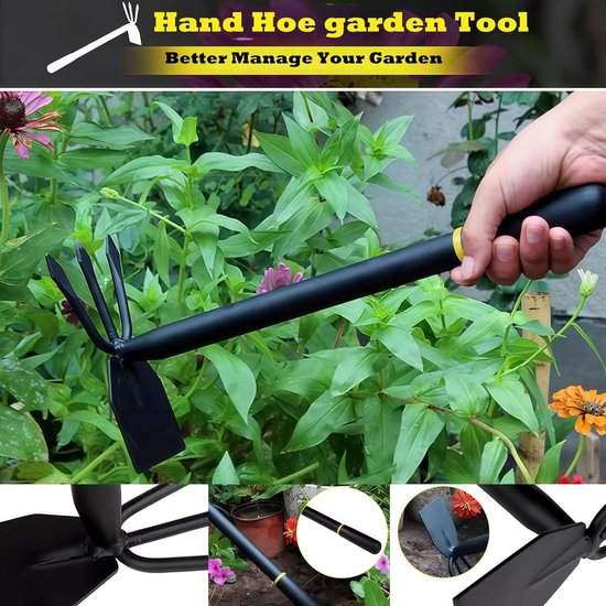 Tuinhark en schoffel in één- tuingereedschap- robuust koolstofstaal- ergonomische antisliphandgreep voor groenten — afbeelding 3
