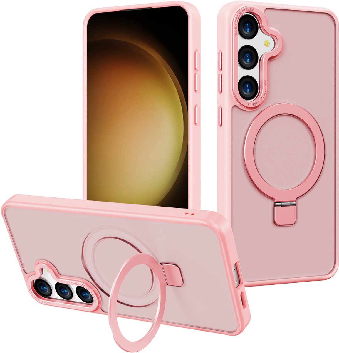 Multimedia & Accessoires Magsafe TPU Back Cover Case Hoesje met Standaard geschikt voor Samsung Galaxy S26 – Roze – Zachte Plastic - Siliconen – Harde Plastic – Soft Case – Flexibel