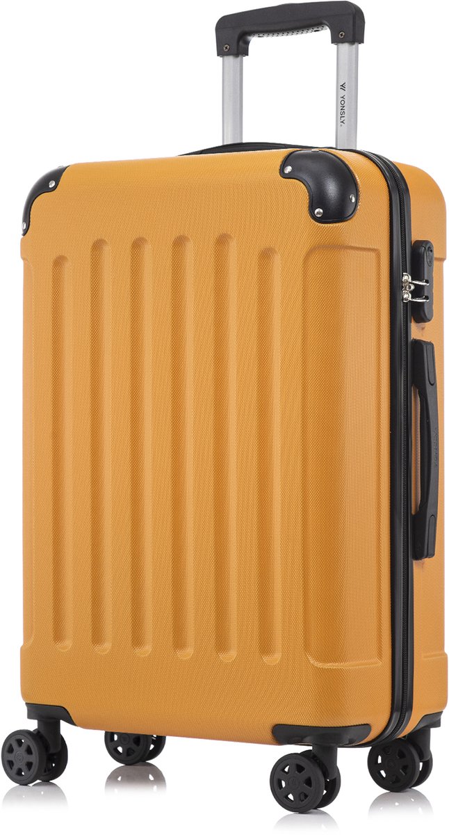 YONSLY Handbagage Koffer - 66cm - 66 L - Cijferslot- 360° Draaibare Wielen - Trolley- 66 x 43 x 26 cm - Oranje