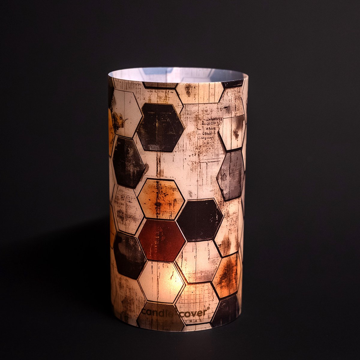 Candle-Cover - Honey - trendy omhulsel voor (oplaadbaar) theelicht en waxinelicht - windlicht - 9 cm rond - 16 cm hoog
