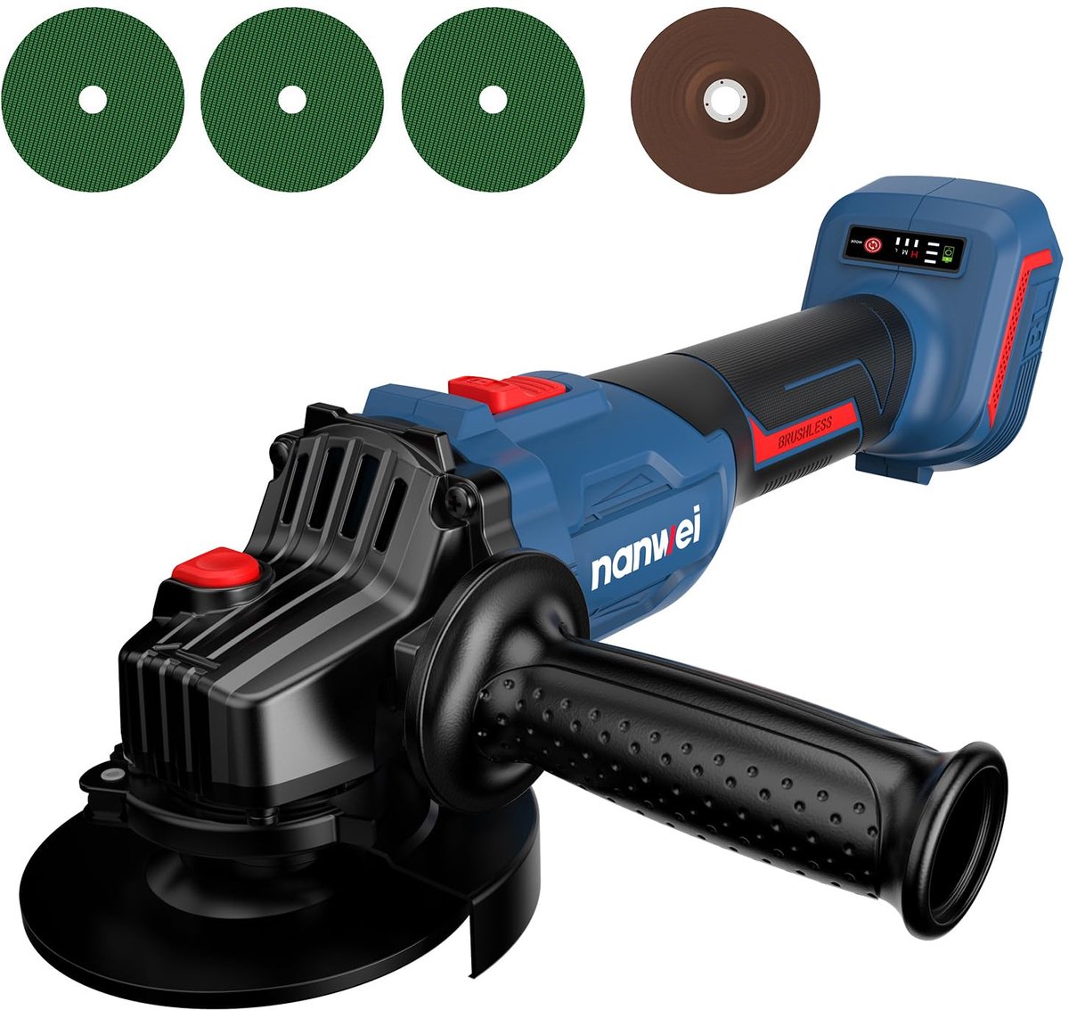 Accu Haakse Slijper 18V – 125 mm Slijptol – Brushless – 9000 RPM – 3 Snelheden – Zonder Accu
