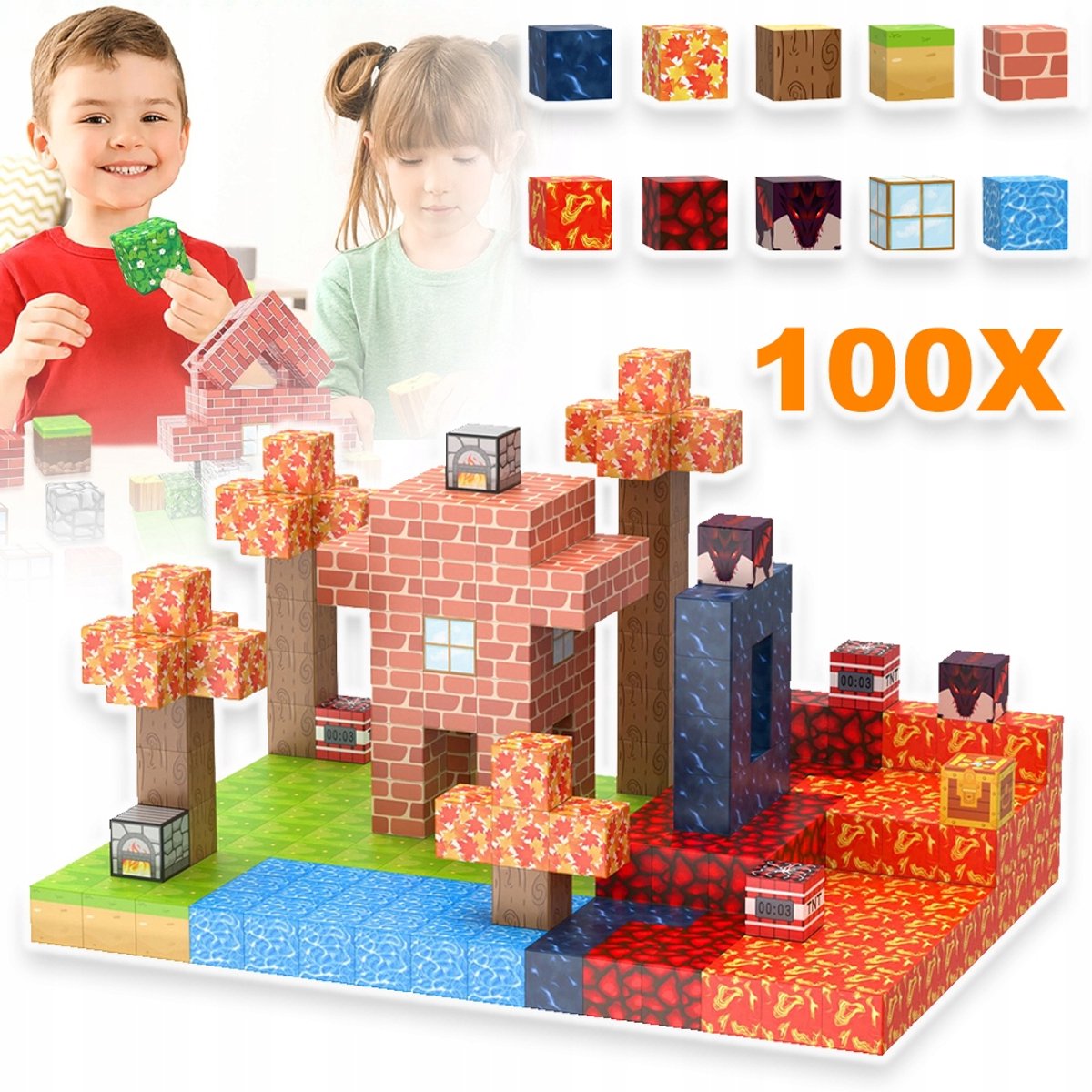 100 Magnetische Bouwblokken - STEM Montessori Speelgoed Creatief Interactief Spel Veilig ABS Afgeronde Randen 2 cm - Ideaal Cadeau Voor Kinderen En Activiteit Voor De Start Van Het Schooljaar - Kleurrijk