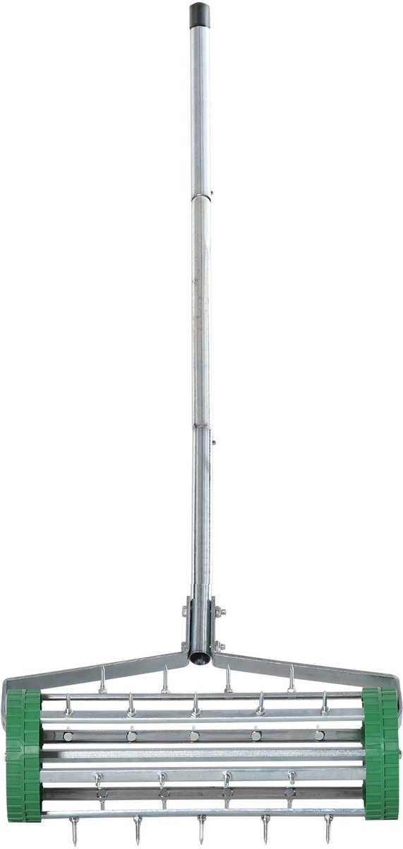 Gazonbeluchter met uitschuifbare steel – 3-delige set – handmatige gazonbeluchter – geschikt voor tuin, terras – afmetingen: 139 x 43,5 x 15 cm – groen