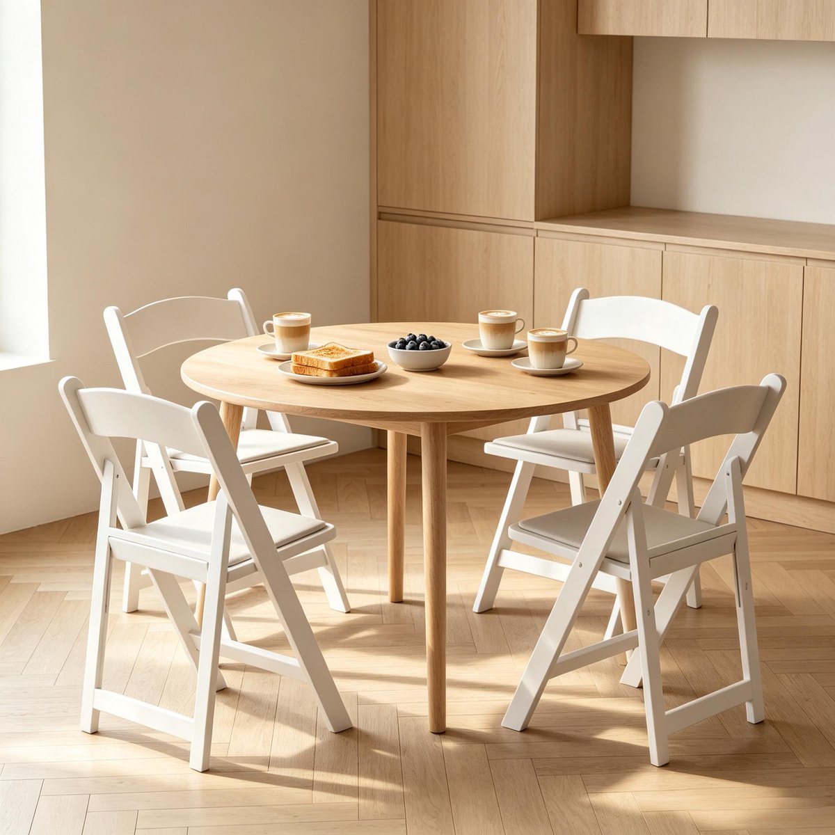 Clruro Klapstoelen - 44x45x78 cm - 4 Stuks Inklapbaar - Binnen/Buiten - Hars/PU - Wit