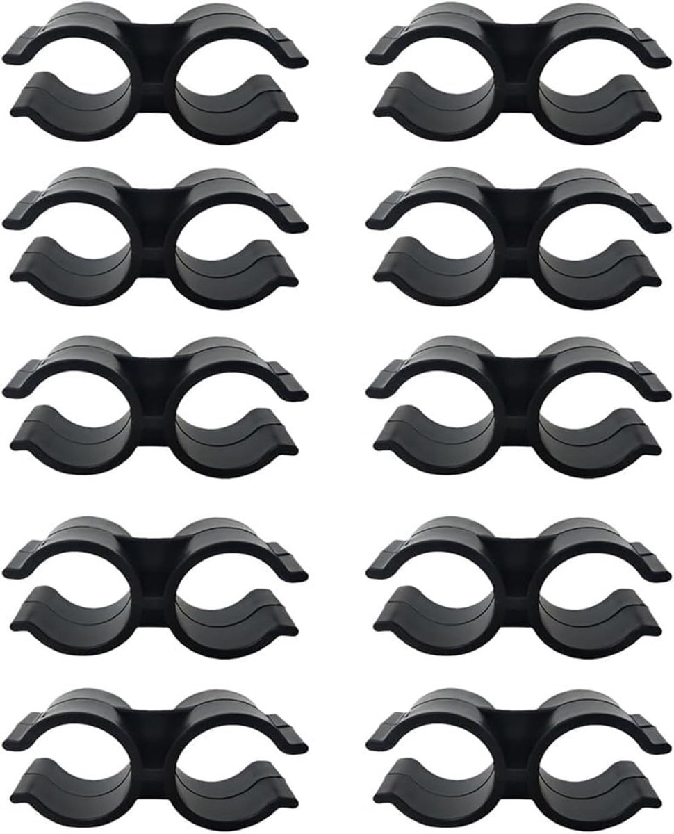 Dubbele Clips voor PVC Plastic Plank Bevestiging - Klemmen voor Hekpanelen, Zwart, 10 Stuks, Duurzaam en Sterk