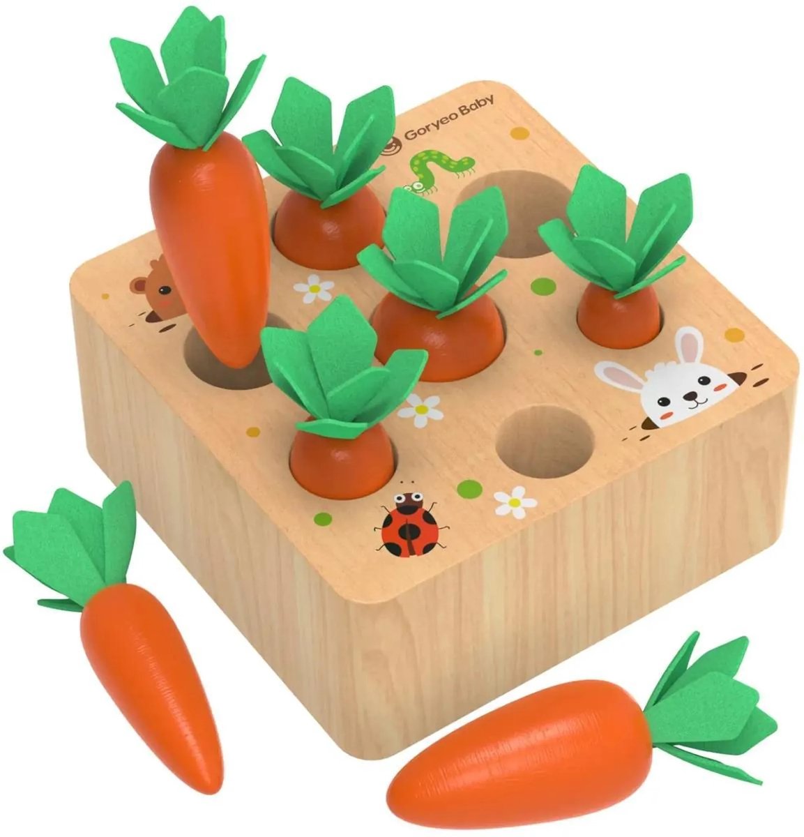 Casalora - Houten Puzzel Speelgoed 1-4 Jaar - Radijs Sorteerspel - Educatief Sensorisch Montessori Speelgoed - Kinderspeelgoed voor Onderweg
