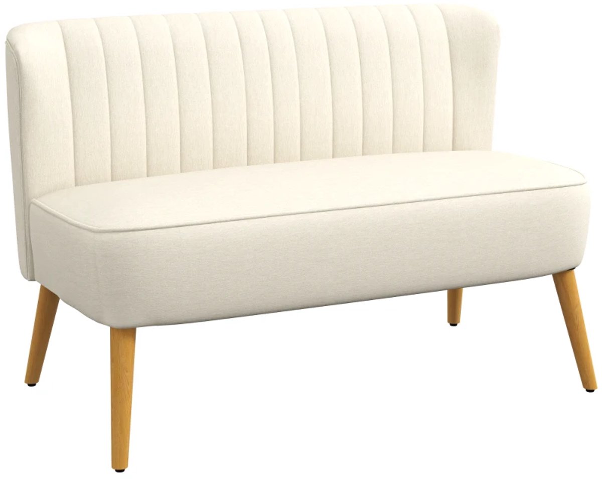 2-Zitsbanken - Zachte Vulling - Onderhoudsvriendelijke Hoes - Draagvermogen tot 220 kg - 117 x 56,5 x 77 cm - Crèmewit