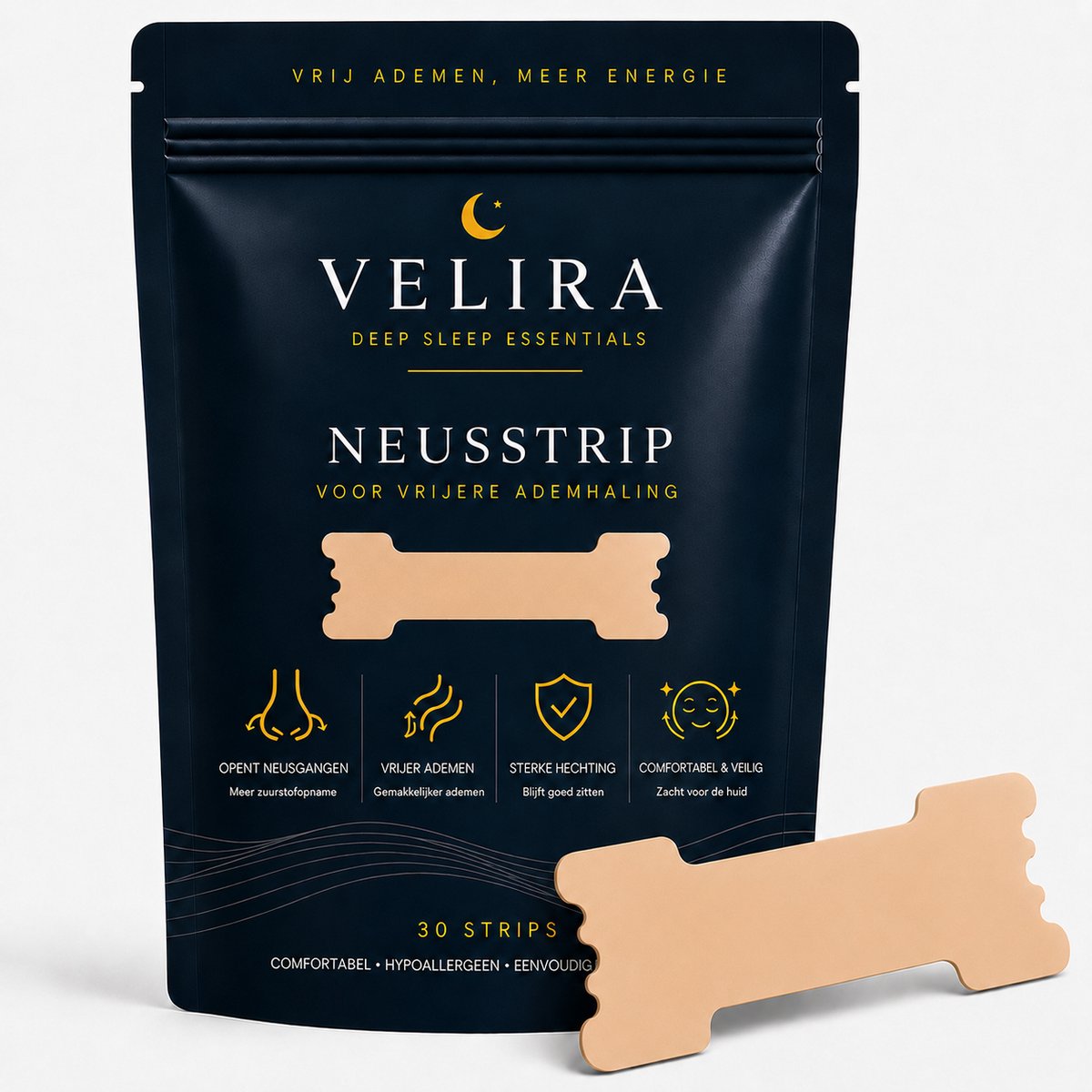 Velira Neusstrips - Neuspleisters - 30 Stuks - Nasal Strips - Nose Strips - Huidvriendelijk - Anti Snurk