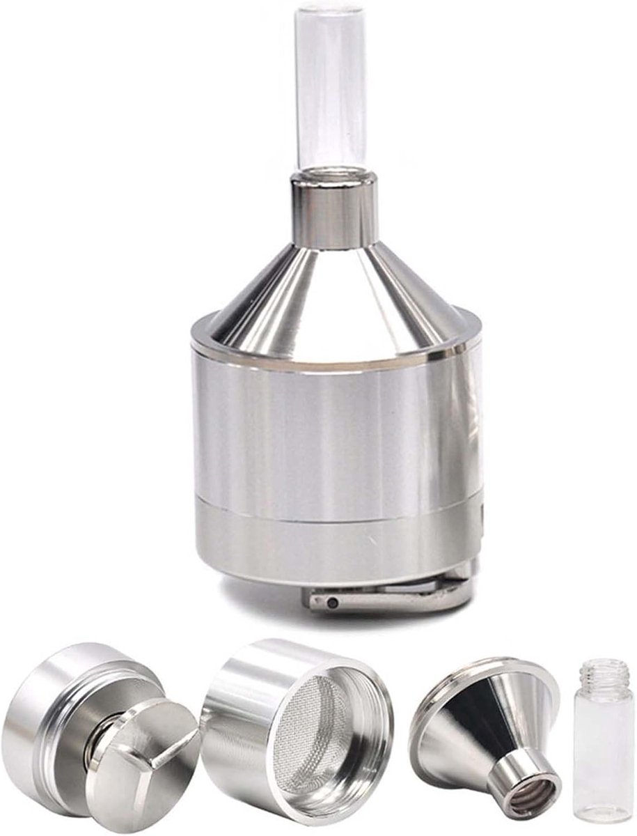 Handbediende Metalen Molen - Aluminium - Glazen Fles - Voor Grof Poeder - Keukengerei