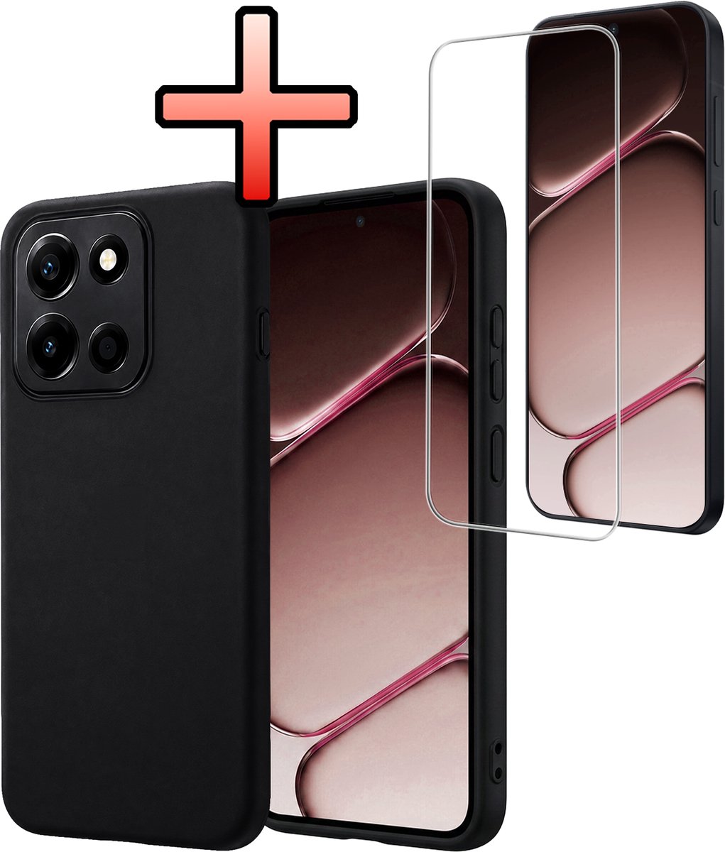Hoesje - Met Screenprotector - Geschikt voor OnePlus Nord 6 - Sterk & Shockproof - Back Cover - Siliconen Case - Telefoon Hoes - Zwart