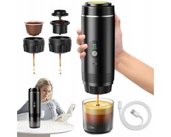 Draagbaar Koffiezetapparaat - Mini Koffiemachine - Capsule Koffiezetter - 20 Bar - 70 Sec Extractie - Koffiecups & Gemalen - Koffie Espresso - Oplaadbaar USB-C - Voor Thuis & Kantoor & Kamperen & Reis - Zwart