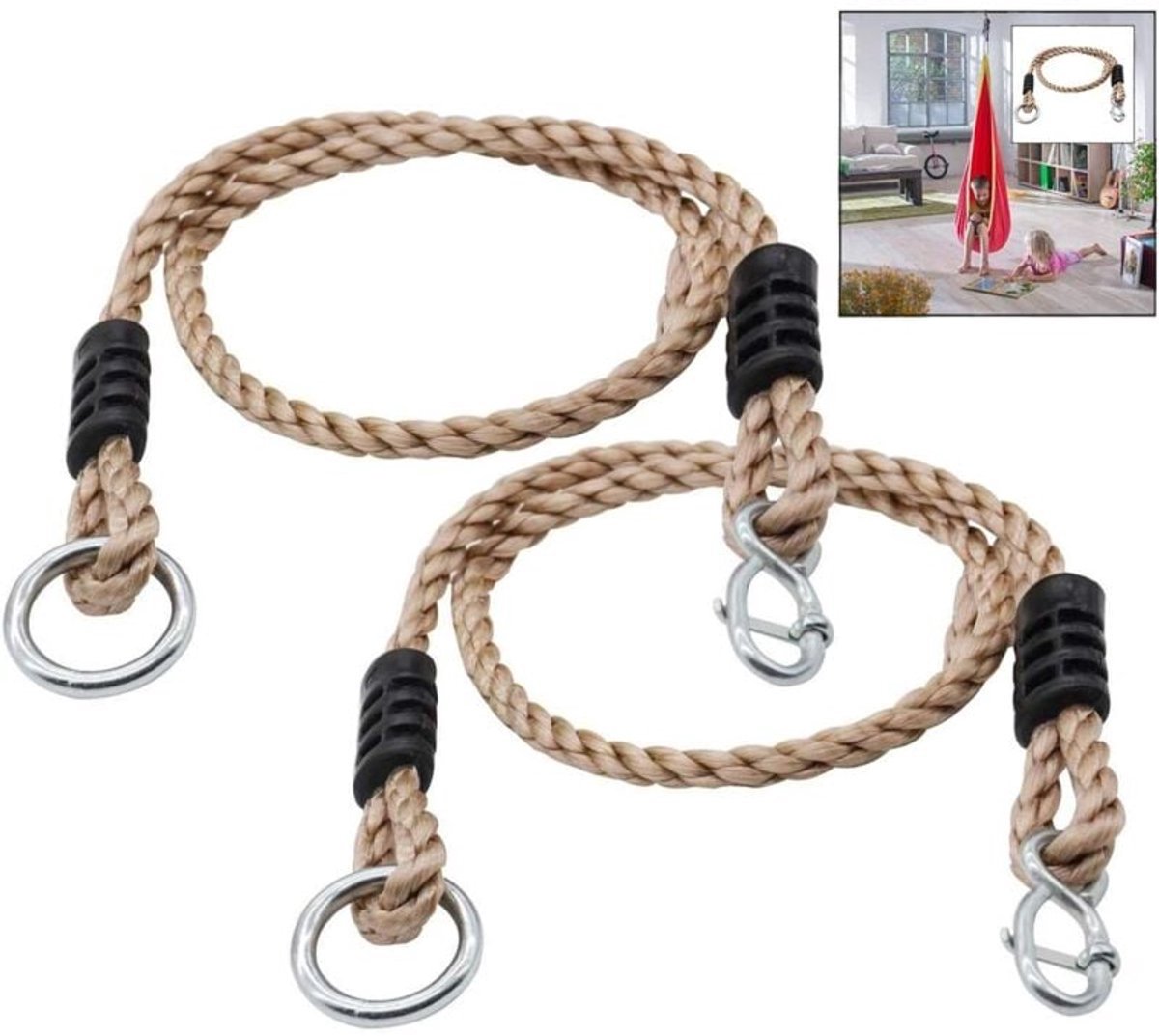 Set van 2 - Schommeltouw - Schommelaccessoires - In hoogte verstelbare touwlengte - Verlengtouw voor schommel - Verstelbaar touw - 1 meter lang verlengtouw voor schommel