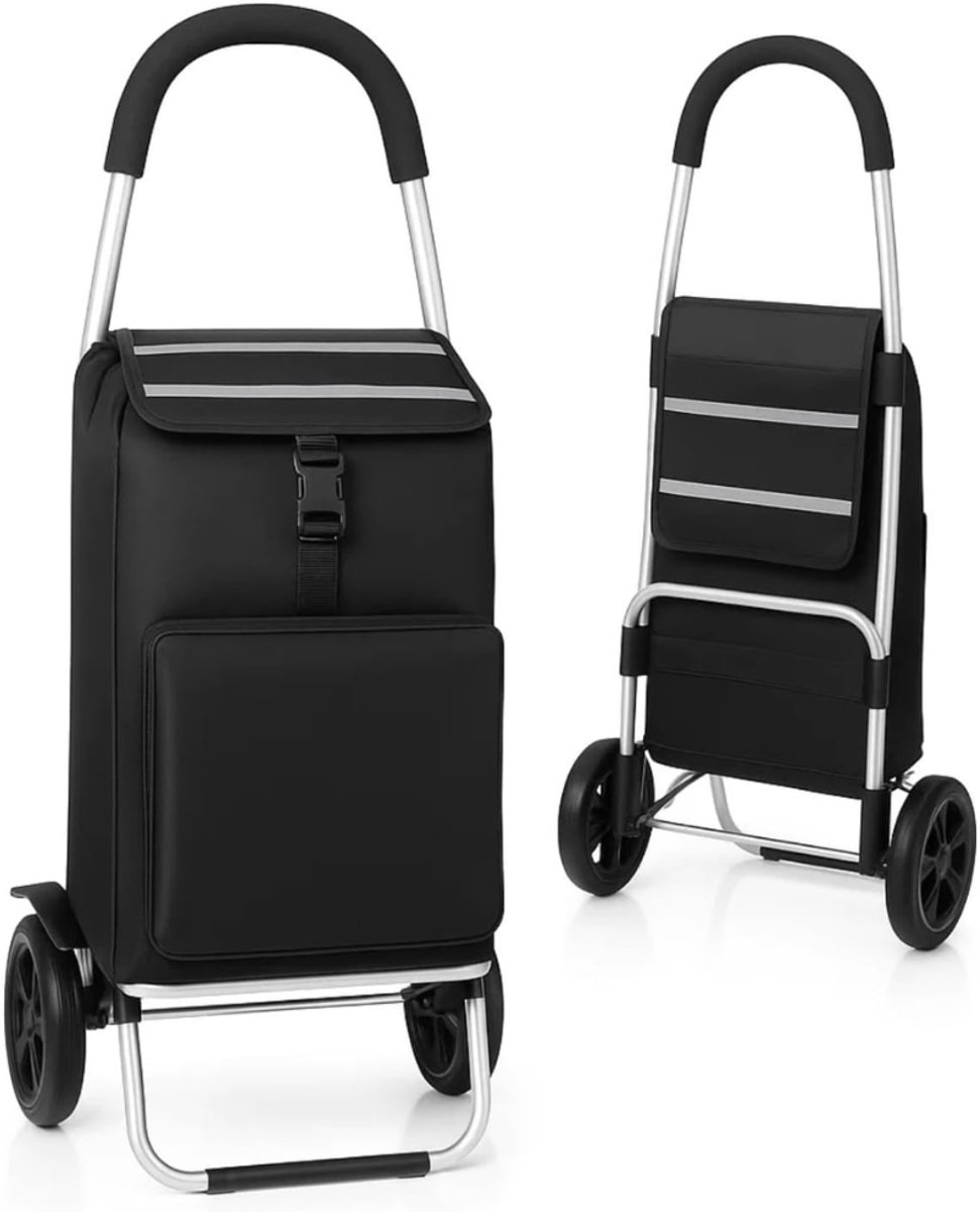 DYVNS® Boodschappentrolley met Koelvak - 2-in-1 Boodschappenwagen en Steekwagen - 56L Hoofdvak - Zwart