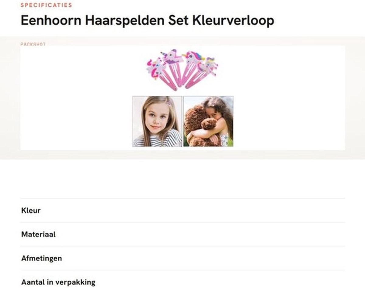 Haarspelden 8-delige set - Eenhoorn-haarspelden - Pruik-haarspeld - Feestaccessoires - Verjaardagscadeau - Milieuvriendelijk PVC - Haarsieraden