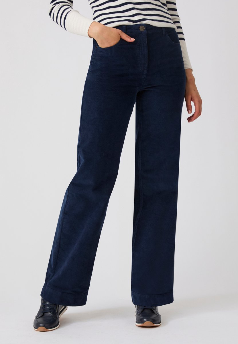 Damart - Perfect Fit damescorduroy broek met wijde pijpen van Damart - Dames - Blauw - 48