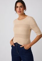 Damart - Gebreide trui met opengewerkte ribbels - Dames - Beige - XL