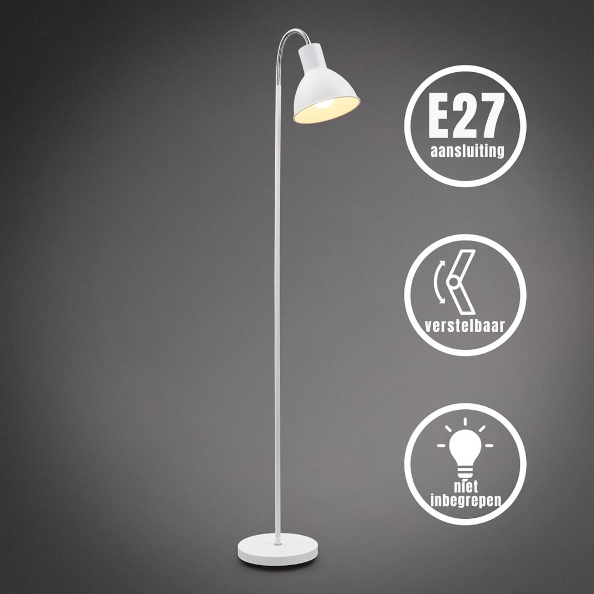 Quvo® Booglamp - Vloerlamp - Lampenkap - Booglampen Dimbaar - Booglampen Staand Vloerlamp - Wit - 22cm x 40cm x 15cm