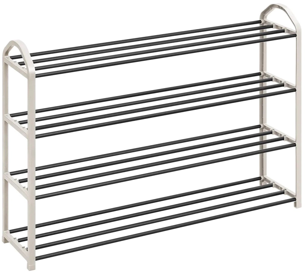 Klarven® Schoenenrek Crème 4 levels - 4 niveaus, Ruimtebesparend, Eenvoudig te monteren zonder gereedschap - Roestvrij metalen frame, Afneembare planken - B 79 x D 19,5 x H 79 cm