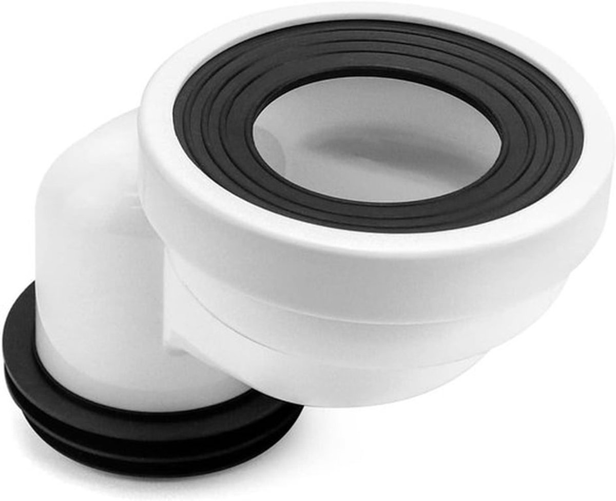 100mm offset toilet aansluiting pijp voor kunststof toiletverbinding in wit, ideaal voor sanitairinstallaties