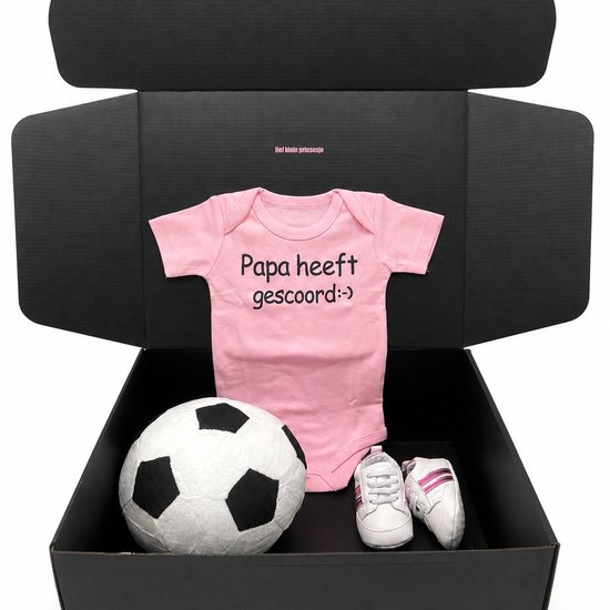 Kraamcadeau meisje met pluche voetbal - papa heeft gescoord roze romper - rechtstreeks versturen mogelijk — afbeelding 2