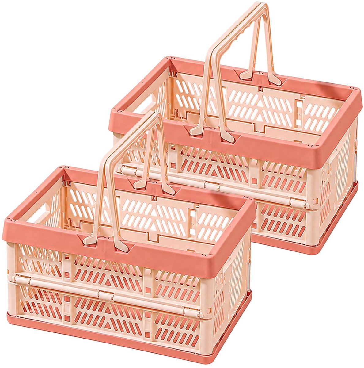 Solidchoice - Set van 2 Kleine Vouwboxen van Kunststof met Handvat