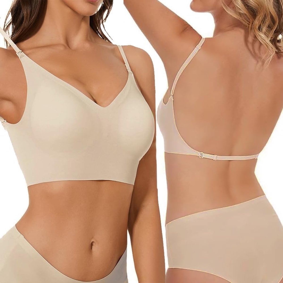 Solidchoice - Dames Rugloze Bh met Voorsluiting en Verwijderbare Pads