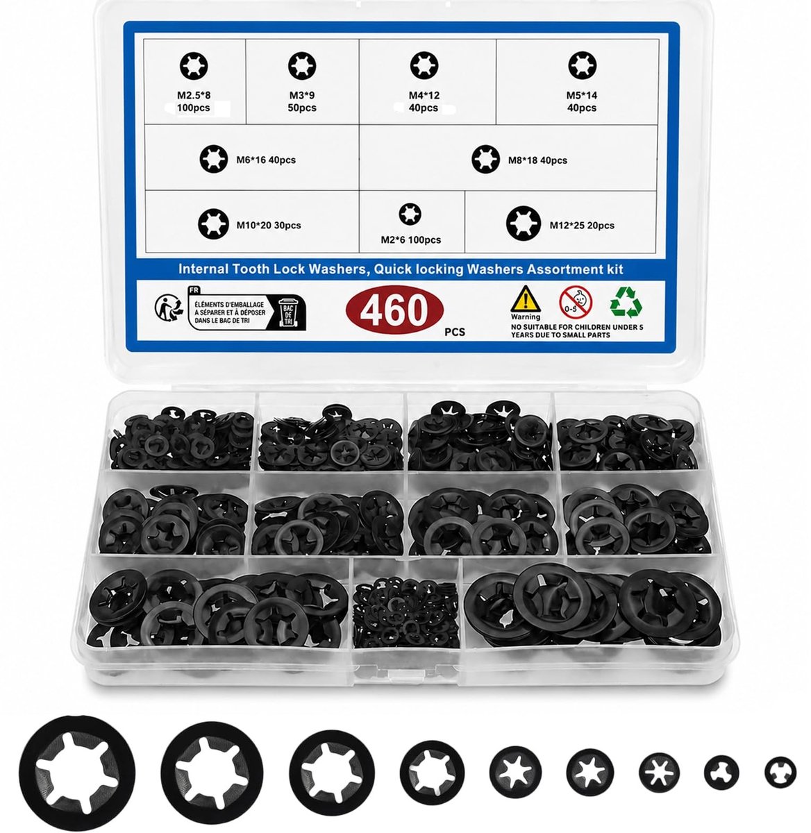 Solidchoice - 460-delige Binnentand-Sterringenset voor Mechanische Toepassingen