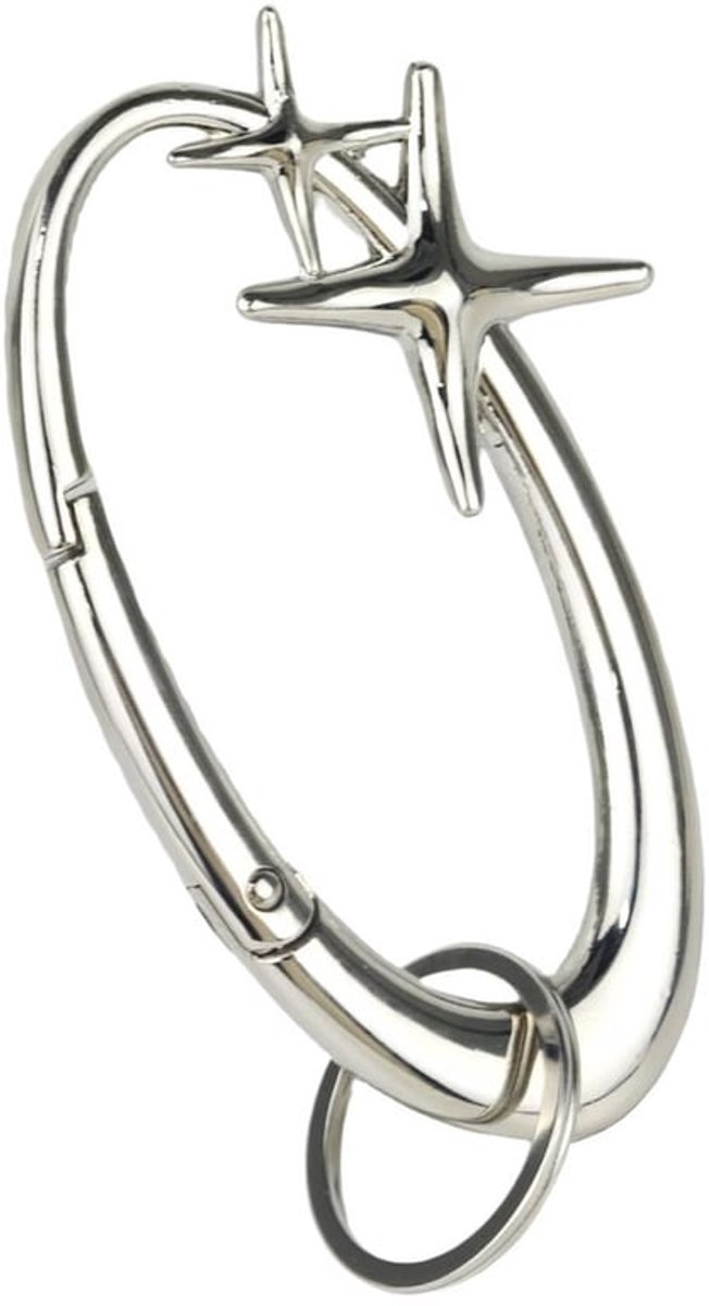 Zware glanzende metalen karabiner - Sleutelhanger - Robuust en duurzaam - Sterrenzilver - Multifunctioneel - Voor dagelijks gebruik - D-vormig